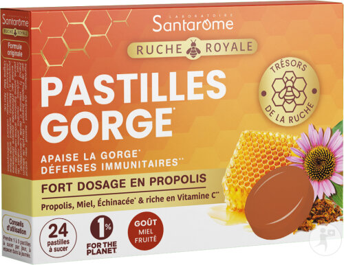 Santarôme Ruche Royale Halstabletten Propolis Honig 24 Lutschtabletten