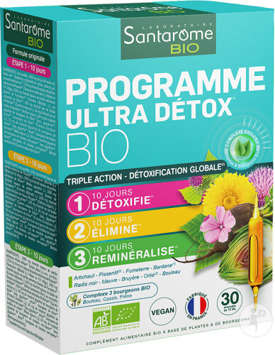 Santarôme Programm Ultra Detox Bio Dreifachwirkung Nahrungsergänzungsmittel Ampullen 30x10ml