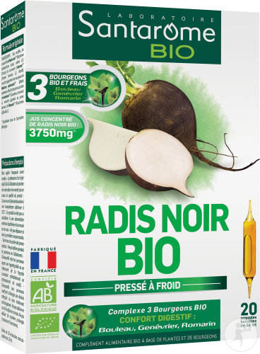 Santarôme Radis Noir 3750mg Bio Schwarzer Rettich Verdaungskomfort Ampullen 20x10ml