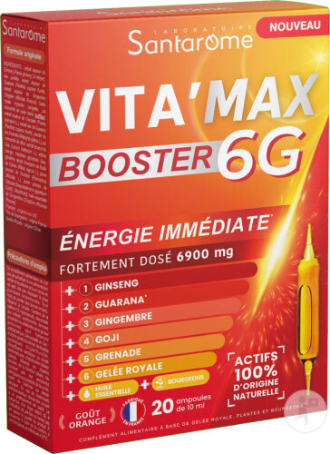 Santarôme Vita'Max Booster 6G Anti-Müdigkeit Stark Dosiert 20 Ampullen