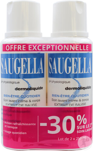 Saugella Dermoliquide Waschlotion Für Die Tägliche Intimhygiene Erwachsener Frauen 2x250ml
