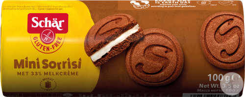Schär Mini Sorrisi Glutenfreie Kakaokekse Mit Milchcreme-Füllung 100g (6631)