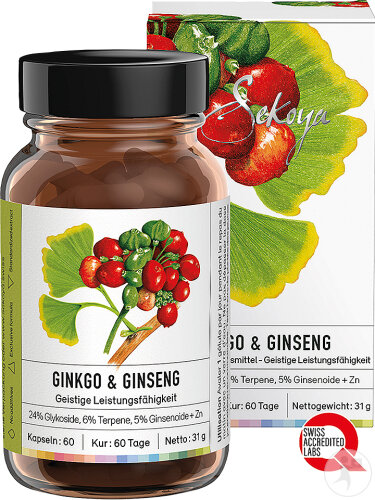 Sekoya Ginkgo Biloba & Ginseng Kognitiv-System 60 Kapseln