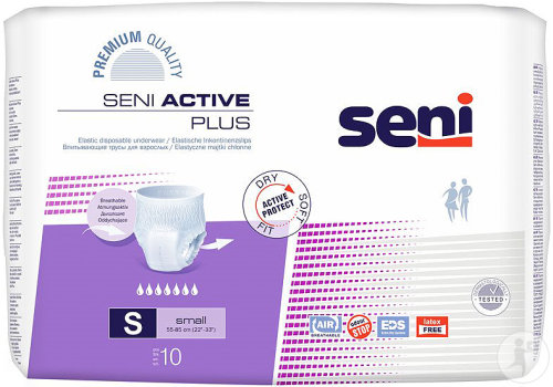 Seni Active Plus Pants Einweghosen S Atmungsaktiv Hüftumfang 55-85cm 7 Tropfen 10 Stück