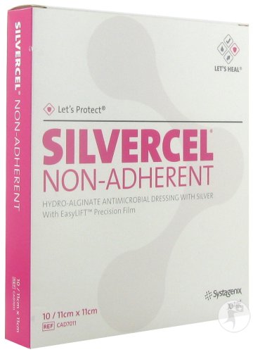 Silvercel Nicht Haftender Hydroalginat Verband 11x11cm 10 Stück (Cad7011)