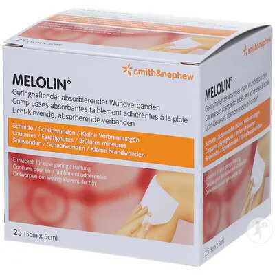 Smith&Nephew Melolin Sterile Verklebungsarme Wundauflage 5x5cm 25 Stück