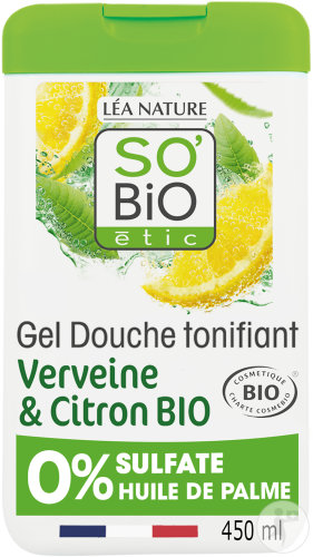 So'Bio Étic Belebendes Duschgel Zitronenverbene Und Bio-Zitrone Flasche 450ml