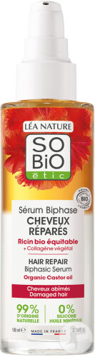 So'Bio Étic Biphase Serum Repariertes Haar Rizinus Bio Und Pflanzliches Kollagen Pumpflasche 100ml