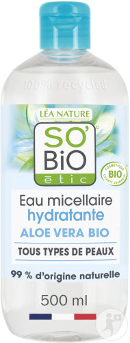 So'Bio Étic Feuchtigkeitsspendendes Mizellenwasser Alle Hauttypen Hydra Aloe Vera Flakon 500ml