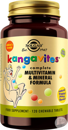 Solgar Kangavites MultiVitamine En Mineralen Formula Tropical Punch Voor Kinderen 120 Kauwtabletten