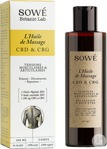 Sowé Massageöl CBD Und CBG Muskel- Und Gelenkverspannungen 200ml