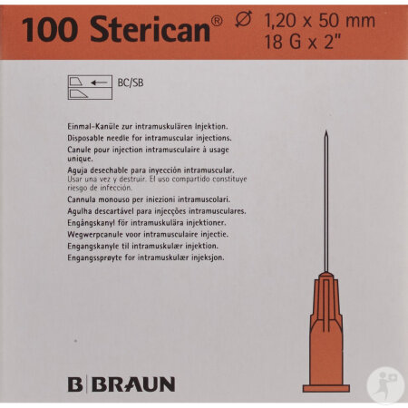 Sterican Nadel 18G 1,20x50mm Rosa Luer 100 Stück