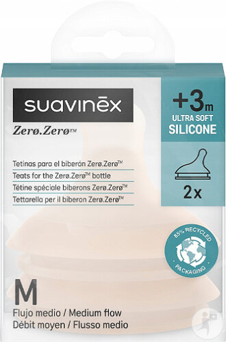 Suavinex Sauger Für Babyflasche Anti-Kolik Zero Zero Mittlerer Fluss M 3+ Monate Fair 2 Stück
