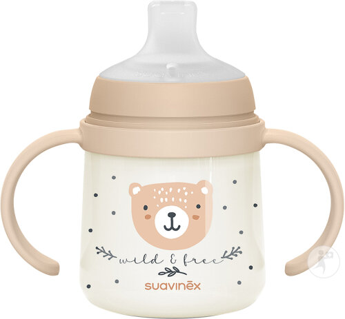Suavinex Wild&Free Flasche Mit Griffen +6 Monate Night And Day Braun 150ml