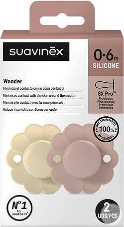 Suavinex Wonder Symmetrischer Silikonschnuller SX Pro 0/6m Gray/Mauve 2 Stück
