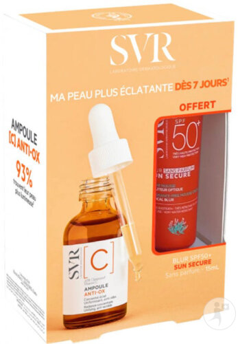 SVR Set Ampoule C Anti-Ox + Sun Secure Blur SPF50+ Ohne Duftstoffe 15ml