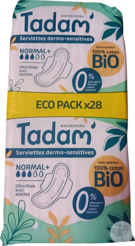 Tadam Öko-Binden Dermo-Sensitive Mit Flügeln Ultra Normal+ 28 Stück