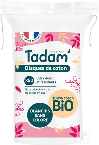 Tadam Ovale Wattepads Aus Bio-Baumwolle Zum Abschminken 50 Stück