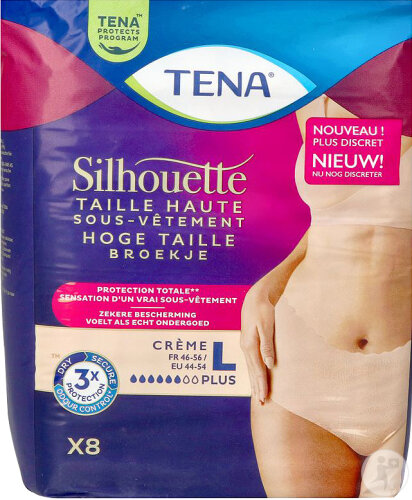 Tena Silhouette Plus Einwegunterwäsche Hohe Taille Farbe Creme Größe L 8 Stück