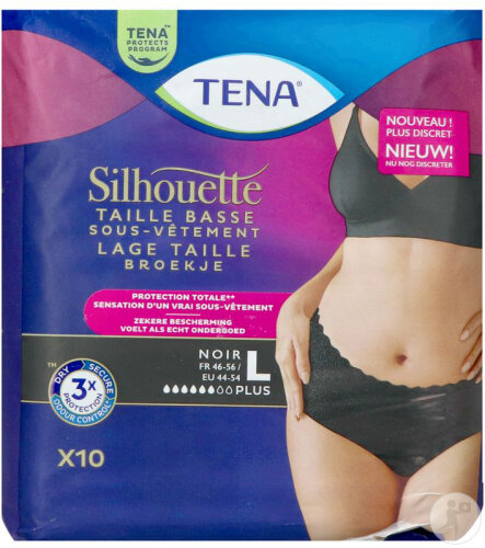 Tena Silhouette Plus Schwarz Niedrige Taille L 10 Stück