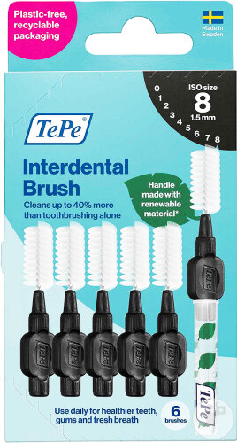 Tepe Interdental Bürsten Original 1,50mm Größe 8 Schwarz 6 Stück