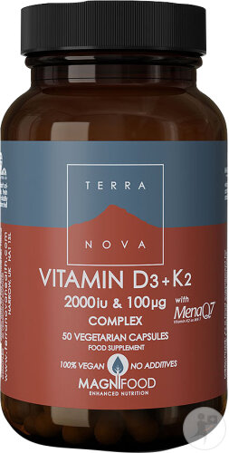 TerraNova Vitamin D3 2000IE 50mcg Mit Vitamin K2 100mcg Komplex 50 Kapseln