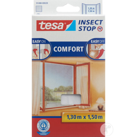 Tesa Comfort Fliegengitter Fenster 1,3x1,5m Weiss 1 Stück