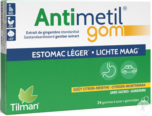 Tilman Antimetil Gom Magen Leichter Zitronengeschmack 24 Kaugummis