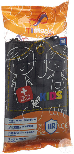 Timask Medizinische Einwegmaske Typ IIR KIDS Schwarz 10 Stück