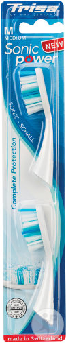 Trisa Ersatzset Sonic Power Complete Protection Medium Zahnbürste Blau 2 Stück