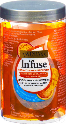 Twinings Infuse Aromatisierter Früchtetee Passionsfrucht Mango Blutorange Beutel 12x2,5g