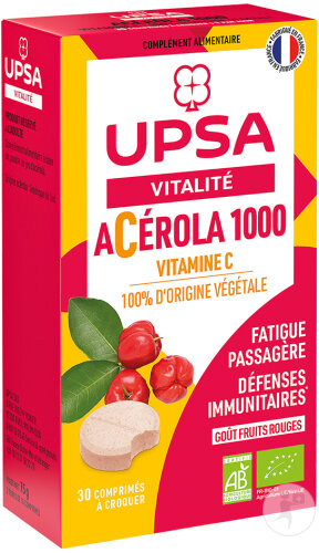 UPSA Nahrungsergänzungsmittel Vitalität Acerola 1000 Bio 2×15 Lutschtabletten