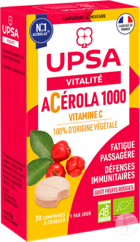 UPSA Nahrungsergänzungsmittel Vitalität Acerola 1000 Bio 2×15 Lutschtabletten