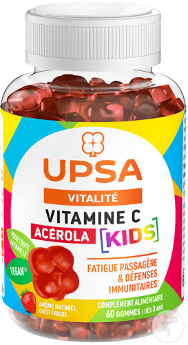 UPSA Nahrungsergänzungsmittel Vitalität Vitamin C Acerola Kids 60 Kaubonbons