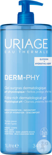 Uriage Derm-Phy Dermatologisches Rückfettendes Gel Alle Hauttypen Gesicht/ Körper Pumpflasche 1l