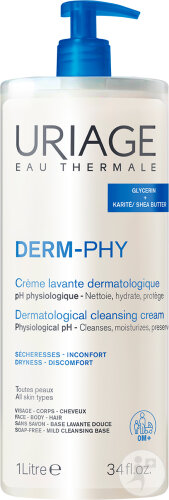 Uriage Dermatologische Waschcreme Empfindliche Haut Gesicht/ Körper/ Haar Pumpflasche 1l
