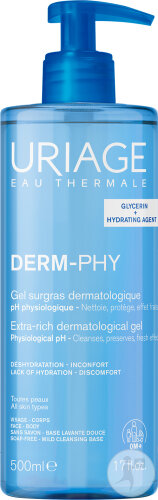 Uriage Dermatologisches Rückfettendes Gel Empfindliche Haut Gesicht/ Körper Pumpflasche 500ml