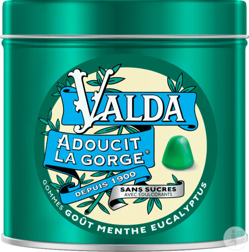 Valda Zuckerfreie Radiergummis Minze Eukalyptus Erweicht Den Hals 140g