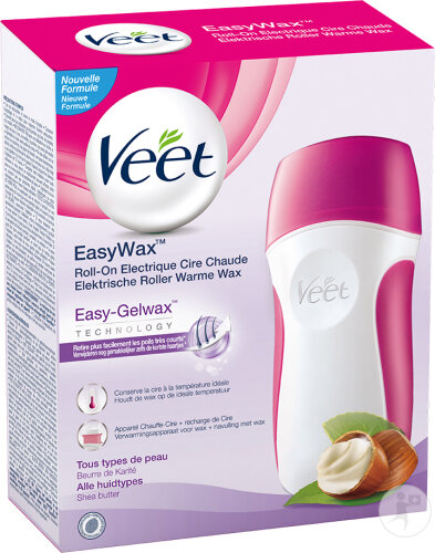 Veet Easy Wax Appaeril Roll-On Elektrisches Heißwachs Alle Hauttypen Mit Nachfüllpackung 1 Kit
