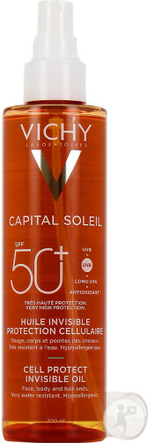 Vichy Capital Soleil Unsichtbares Öl Zellschutz SPF50+ Gesicht Und Körper 200ml