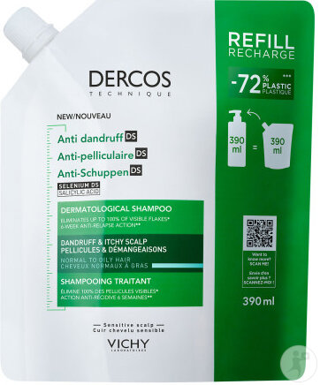 Vichy Dercos Anti-Schuppen Shampoo Normales Bis Fettiges Haar Nachfüllung 390ml