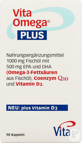 Vita Omega Plus 1g Fischöl 30mg Q10 Nahrungsergänzungsmittel 90 Kapseln