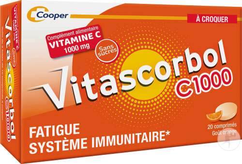 Vitascorbol Vitamine C 1000 Orangengeschmack 20 Kautabletten