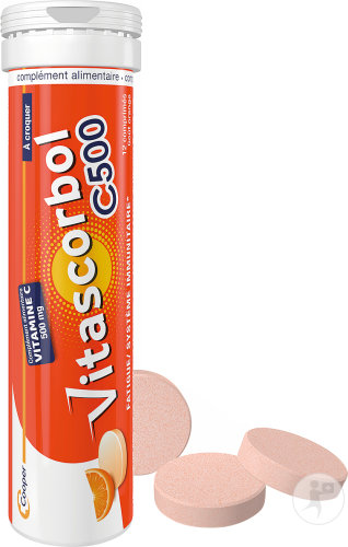 Vitascorbol Vitamin C 500mg Kurzzeitige Müdigkeit Zitrusgeschmack 24 Kautabletten