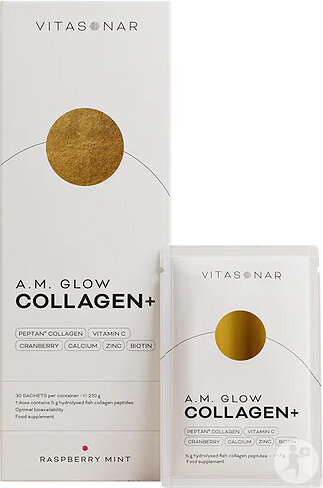 Vitasonar A.M. Glow Collagen+ Himbeer-Minz-Geschmack Beutel 30x7g