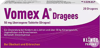 Vomex A Dragees 50mg 20 Überzogene Tabletten