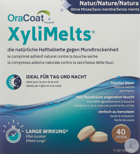 Xylimelts Adherent Pastillen Mundtrockenheit Natur 40 Stück