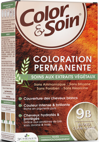 3 Chênes Color & Soin Coloration Permanente Aux Extrait Végétaux 9B Blond Clair Nacré 1 Kit 
