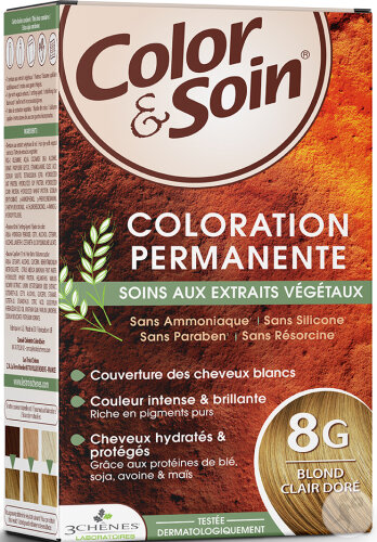 3 Chênes Color & Soin Coloration Permanente Aux Extrait Végétaux 8G Blond Clair Doré 1 Kit