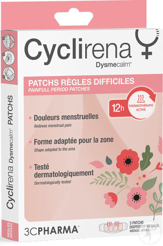 3C Pharma Cyclirena Patchs Règles Difficiles 3 Pièces